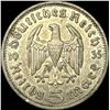 Image 2 : 1935-A Germany Silver 5 Reichsmark CLOSELY UNCIRCULATED