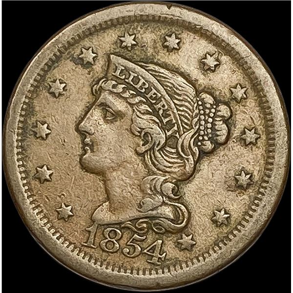1854 Braided Hair Large Cent NEARLY UNCIRCULATED