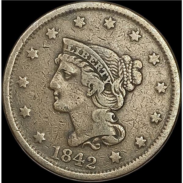 1842 Braided Hair Large Cent NEARLY UNCIRCULATED