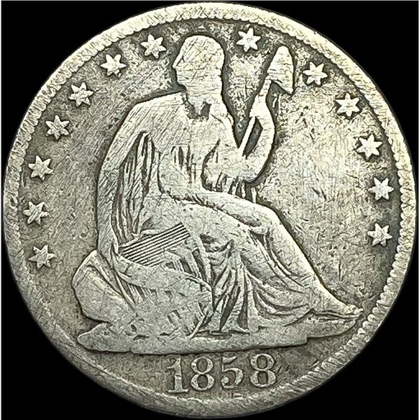 1858-O Silver Half Dollar (Seated Liberty) LIGHTLY CIRCULATED