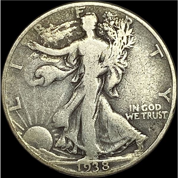 1938-D Silver Walking Liberty Half Dollar LIGHTLY CIRCULATED