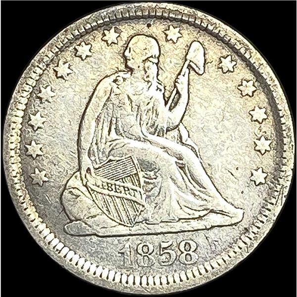 1858 Seated Liberty Silver Quarter LIGHTLY CIRCULATED