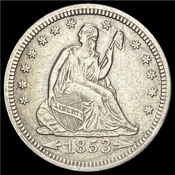 1853 Arrows Seated Liberty Quarter NEARLY UNCIRCULATED