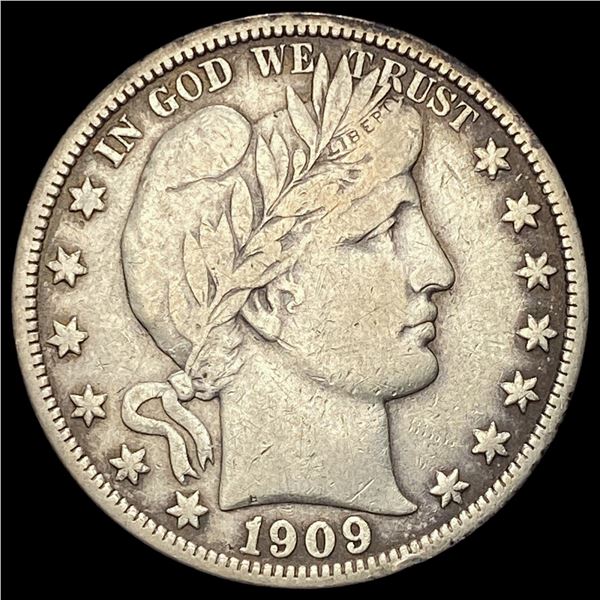 1909-S Silver Barber Half Dollar LIGHTLY CIRCULATED