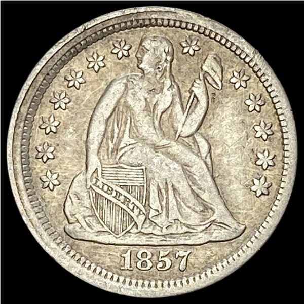 1857 Silver Seated Liberty Dime NEARLY UNCIRCULATED