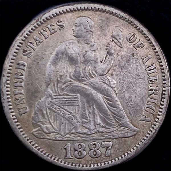 1887-S Silver Seated Liberty Dime NEARLY UNCIRCULATED