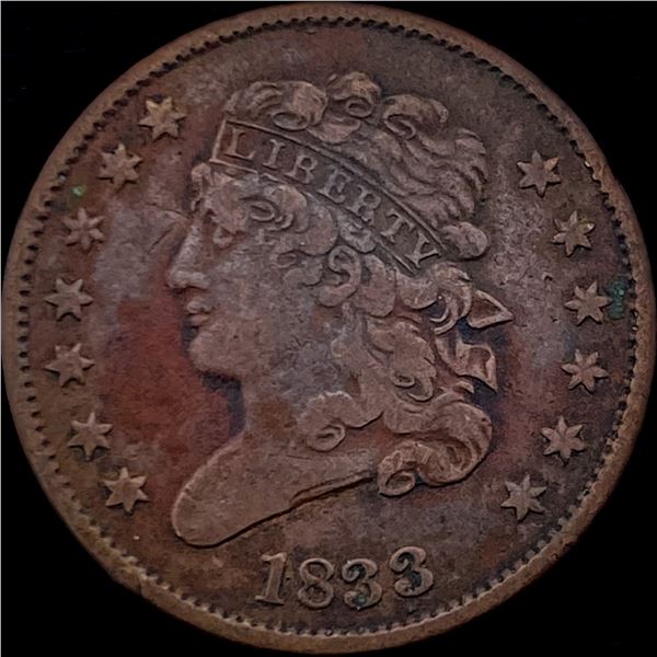 1833 Classic Head Half Cent NEARLY UNCIRCULATED
