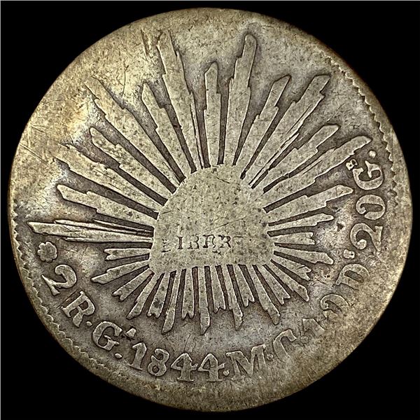 1844-Mo MEXICO Silver 2 Reales HIGH GRADE
