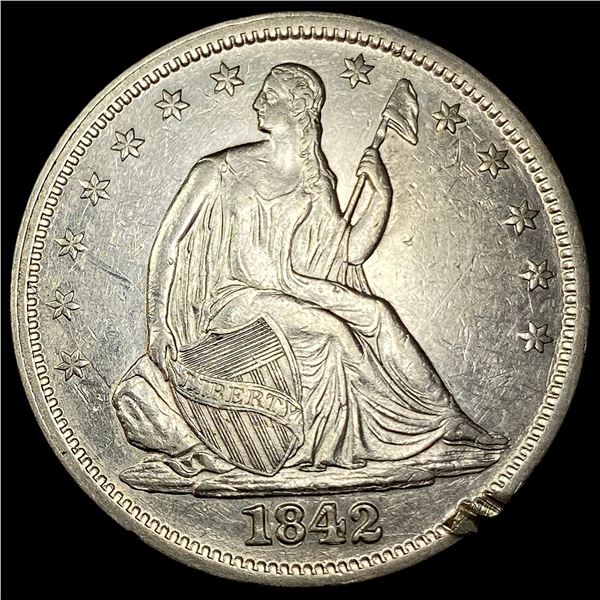 1842 Silver Half Dollar CLOSELY UNCIRCULATED