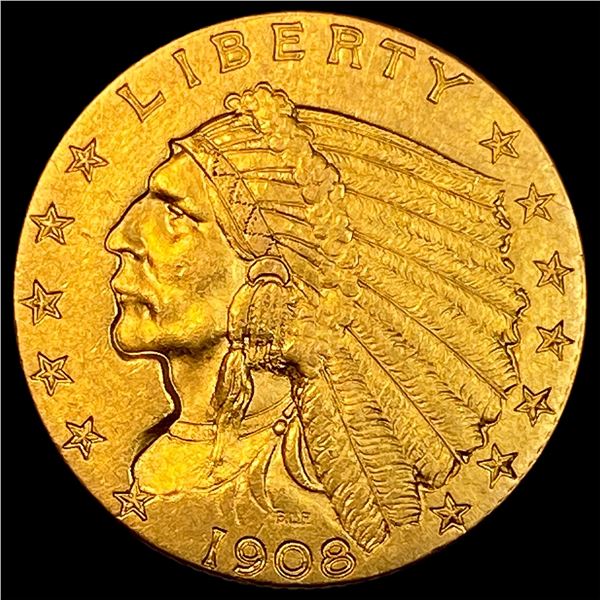1908 Indian Head Gold $2.5 Quarter Eagle CLOSELY UNCIRCULATED