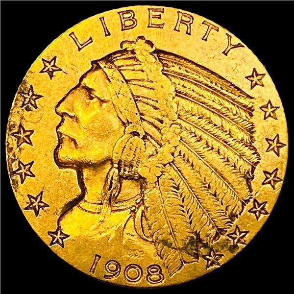 1908 Indian Head Half Eagle $5 Gold NEARLY UNCIRCULATED