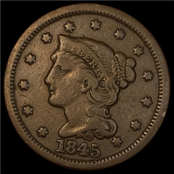 1845 Braided Hair Large Cent LIGHTLY CIRCULATED