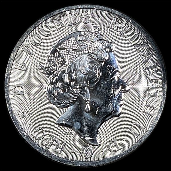 2021 Silver Â£5 White Greyhound of Richmond SUPERB GEM BU