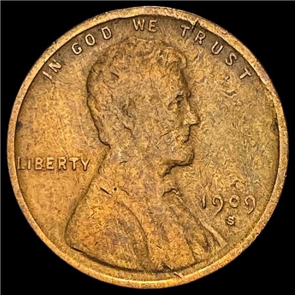 1909-S Lincoln Wheat Cent LIGHTLY CIRCULATED