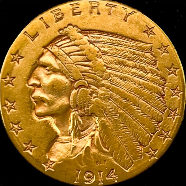 1914 Indian Head $2.5 Gold Quarter Eagle CLOSELY UNCIRCULATED