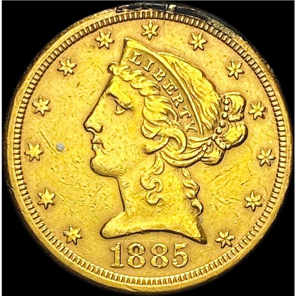 1885-S Liberty Head Half Eagle $5 Gold CLOSELY UNCIRCULATED