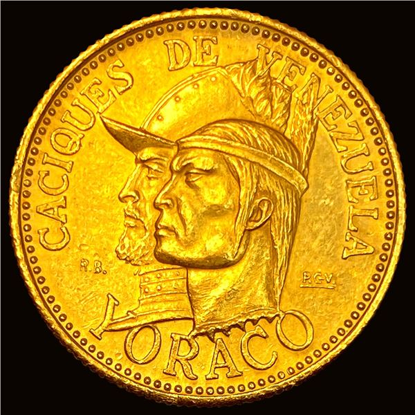 1957 Venezuela .1929oz Gold Caciques Yoraco  CLOSELY UNC
