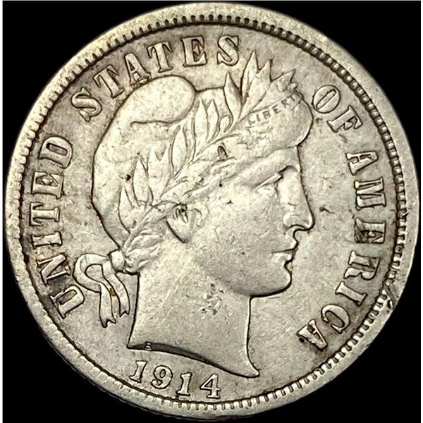 1914-D Silver Barber Dime NEARLY UNCIRCULATED