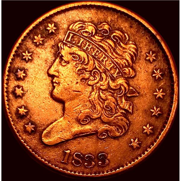 1833 Classic Half Cent CLOSELY UNCIRCULATED