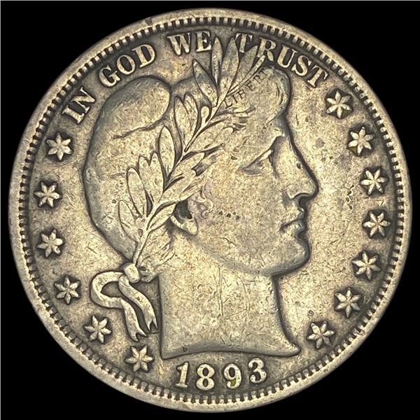 1893 Silver Barber Half Dollar NEARLY  UNCIRCULATED