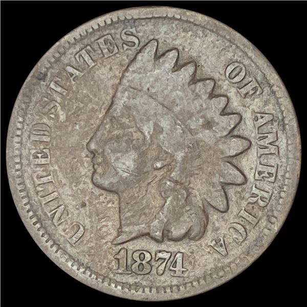 1874 Indian Head Cent LIGHTLY CIRCULATED