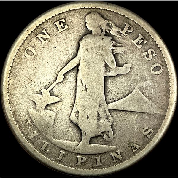 1907-S Silver Philippines Peso NICELY  CIRCULATED