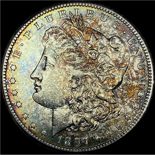 1897-S Toned Silver Morgan Dollar CHOICE AU
