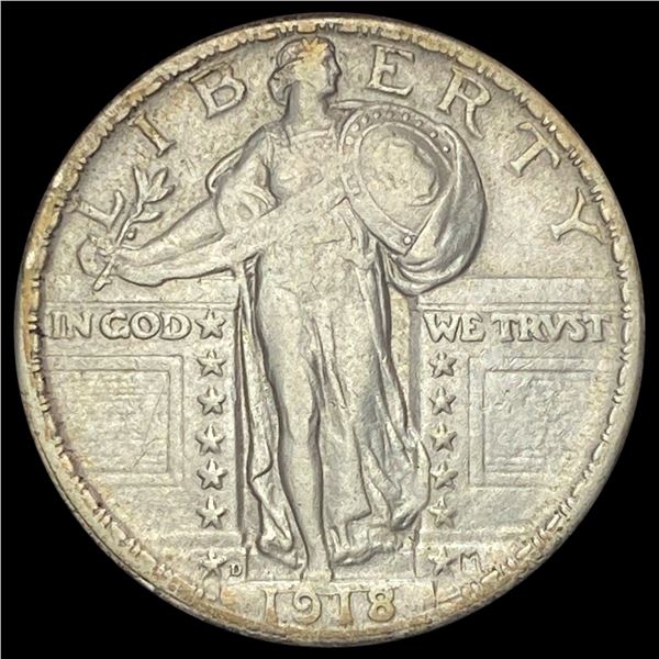 1918-D Silver Standing Liberty Quarter NEARLY  UNCIRCULATED