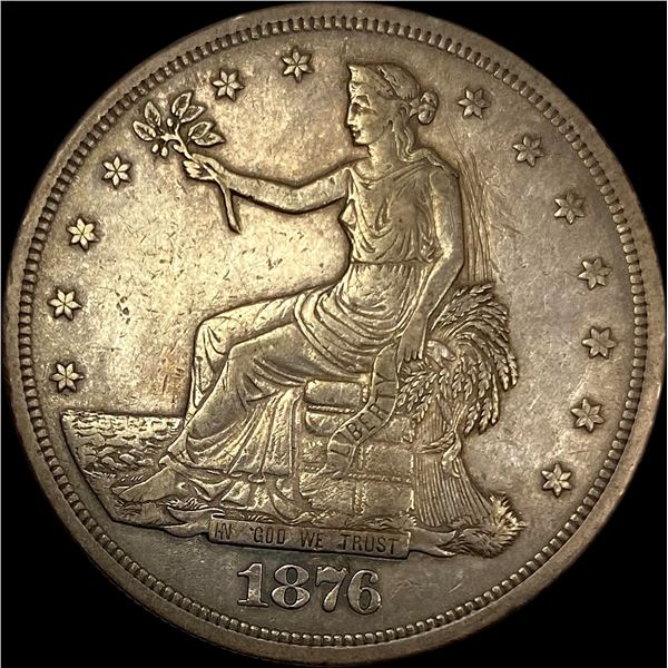 1876 Silver Trade Dollar NEARLY UNCIRCULATED