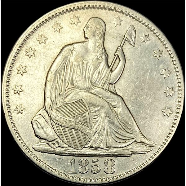 1858 Seated Liberty Half Dollar CLOSELY  UNCIRCULATED