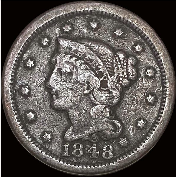 1848 Braided Hair Large Cent NICELY  CIRCULATED