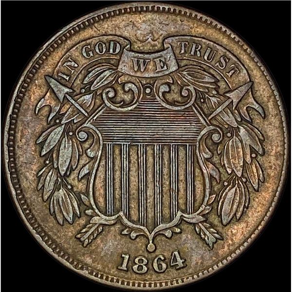 1864 Bronze Two-Cent Piece NEARLY  UNCIRCULATED