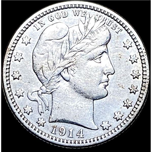 1914 Barber Silver Quarter NEARLY  UNCIRCULATED
