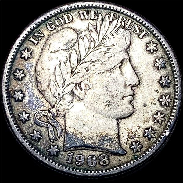 1908 Silver Half Dollar Barber NEARLY  UNCIRCULATED
