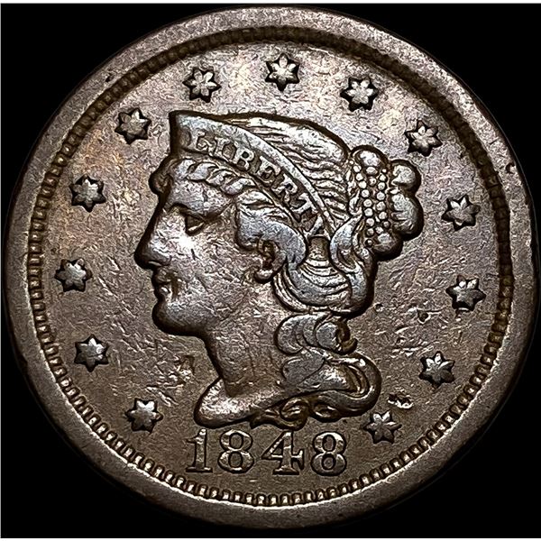 1848 Braided Hair Large Cent NEARLY  UNCIRCULATED