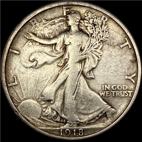 1918 Walking Liberty Half Dollar NEARLY  UNCIRCULATED