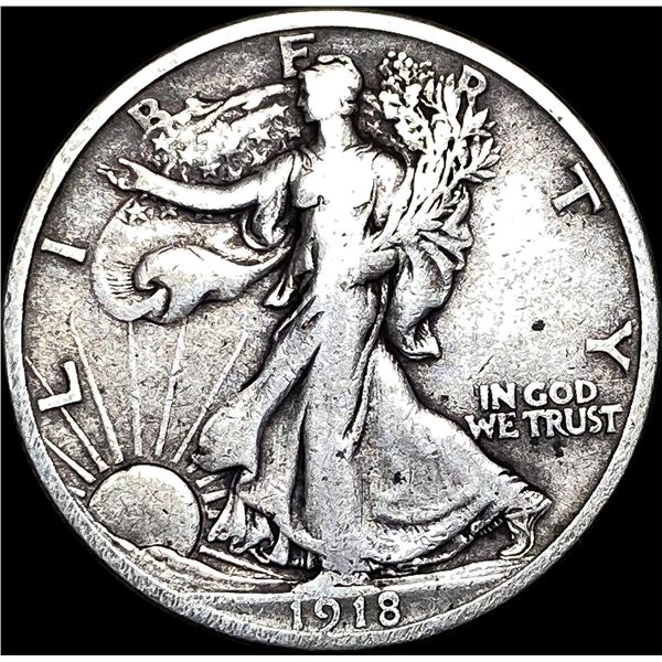 1918-S Silver Walking Liberty Half Dollar  LIGHTLY CIRCULATED