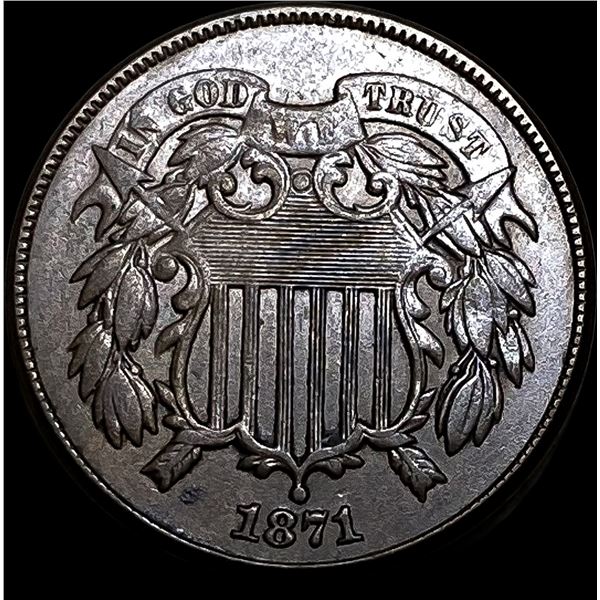 1871 Copper Two-Cent Piece NEARLY  UNCIRCULATED