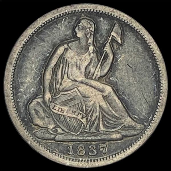 1837 Silver Half Dime (No Stars) LIGHTLY  CIRCULATED