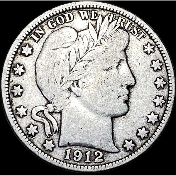 1912-S Silver Barber Half Dollar LIGHTLY  CIRCULATED