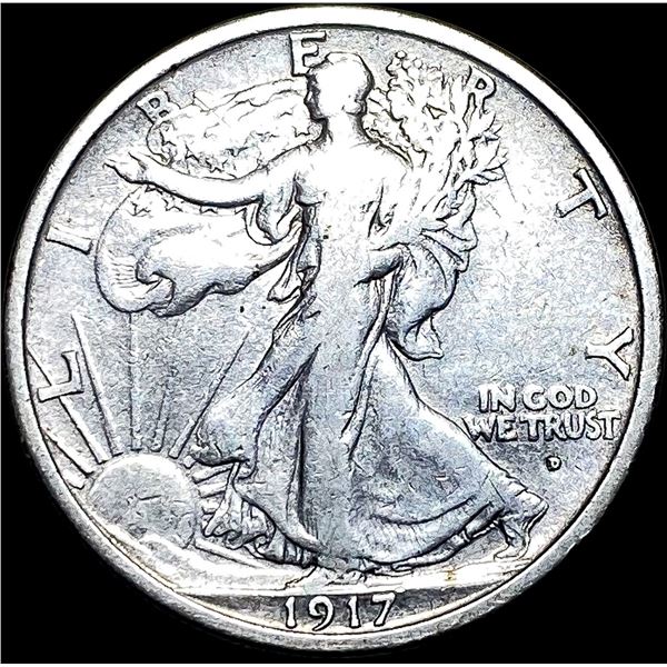 1917-D Silver Walking Liberty Half Dollar  LIGHTLY CIRCULATED