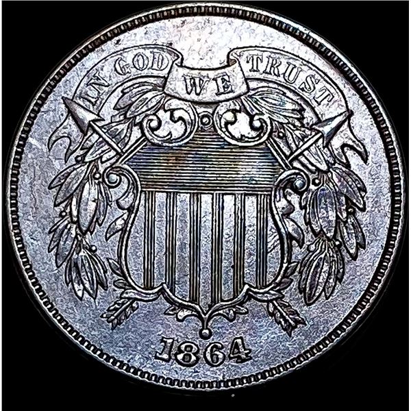 1864 Copper Two-Cent Piece CHOICE AU