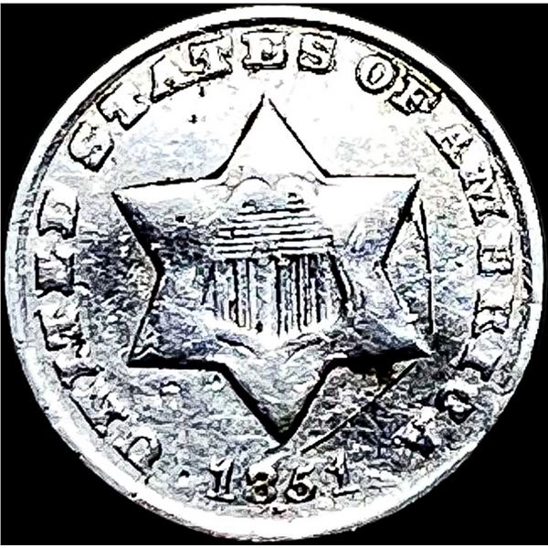 1851 Silver Three-Cent Piece NICELY  CIRCULATED