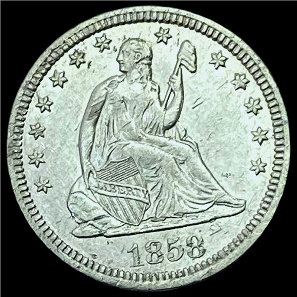 1858 Seated Liberty Quarter CHOICE AU