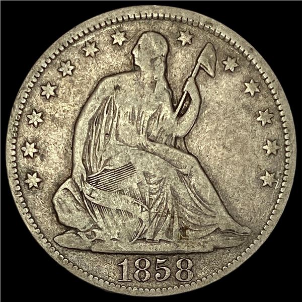 1858 Seated Liberty Half Dollar LIGHTLY CIRCULATED