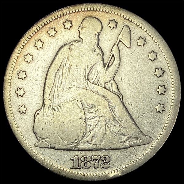 1872 Silver Seated Liberty Dollar NICELY CIRCULATED