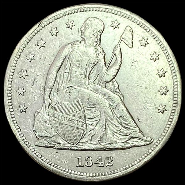 1842 Seated Liberty Dollar NEARLY UNCIRCULATED