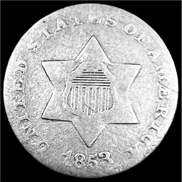 1853 Silver Three-Cent Piece NICELY  CIRCULATED