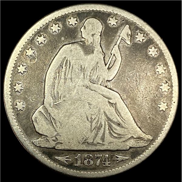 1874 Seated Liberty Half Dollar NICELY  CIRCULATED