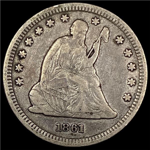 1861 Seated Liberty Quarter LIGHTLY  CIRCULATED